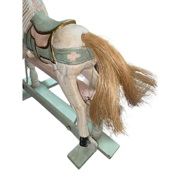 Antique Vintage Wooden Carved Carousel Rocking Horse Child Paint Decorated - Picture 4 of 9